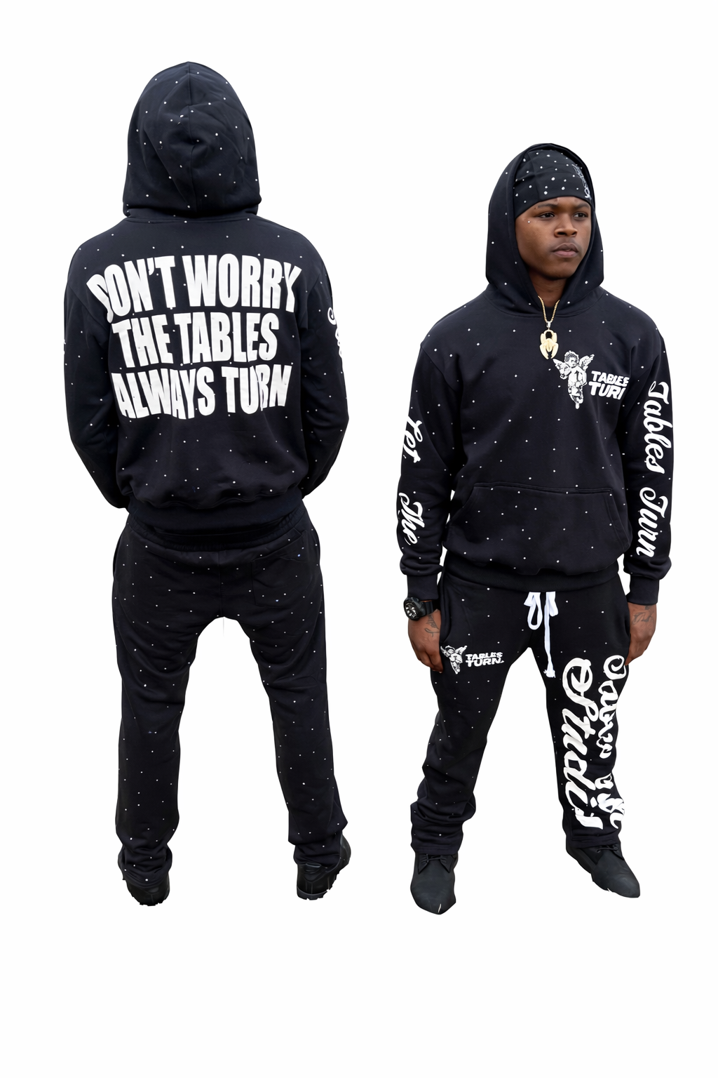 BLACK RHINESTONE SWEATSUITS